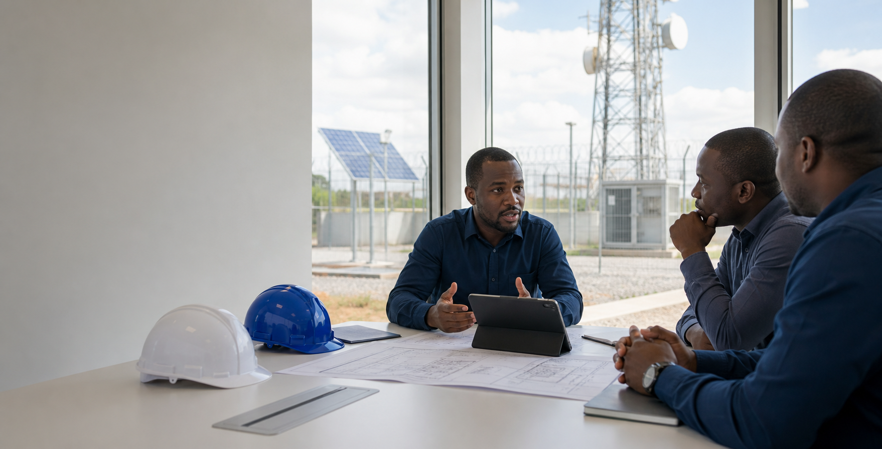 Project team reviewing infrastructure maintenance requirements